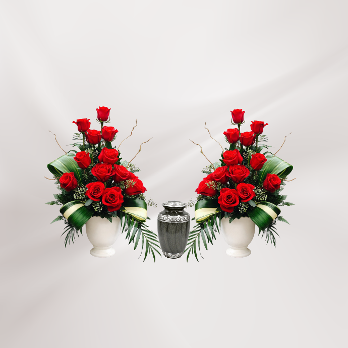Red Funeral Arrangement - Duo